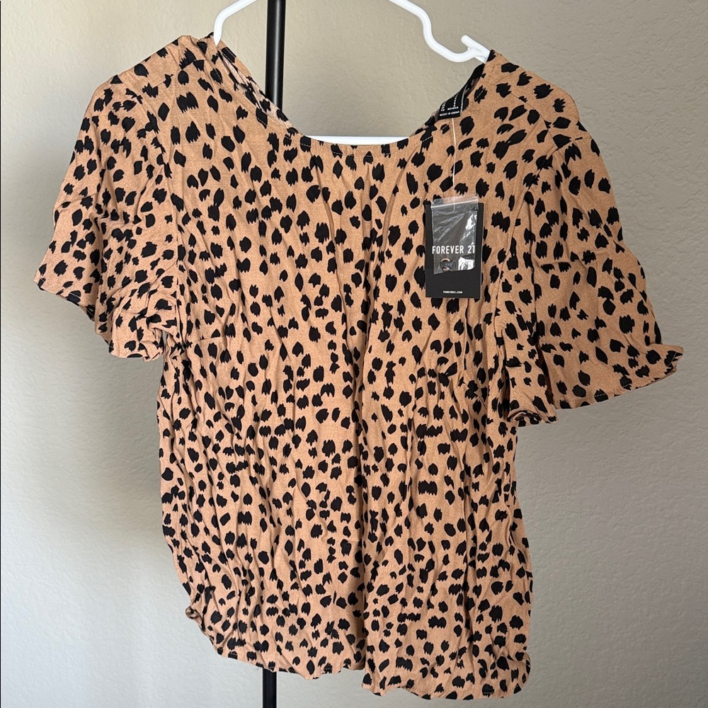 Forever 21 Tan and Black Animal Print Blouse